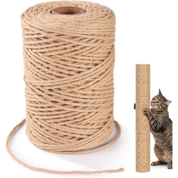 Sisal Rope for Scratcher , 4MMx 492FT Jute Twine, Sisal Fiber Rope for Cats , DIY Crafts Gardening Decorating