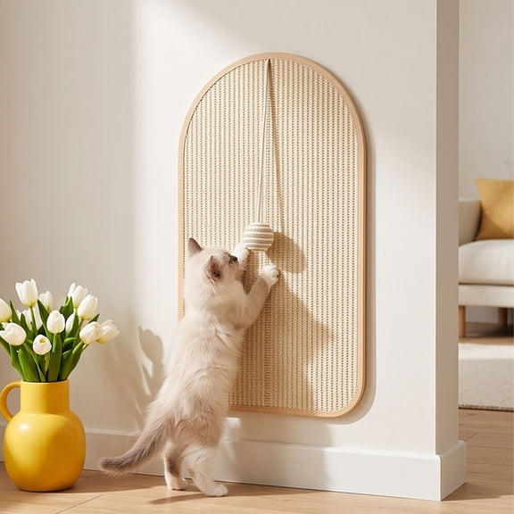Sisal Scratching Mat for Indoor Cats Heavy Duty Sofa and Wall Mount Claw Scratcher Pad, Furniture Guard for Apartment Living, Space Saving Pet Toy