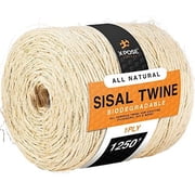 Sisal Twine - Thin Natural Fiber Rope on Spool - Rope for Cat Scratching Post Sisal Rope for Cat Scratcher, Cat Tree Replacement Parts, Pet Toy - Decorative Cordage for Crafts, Pole Wrap 1 Ply 1250ft