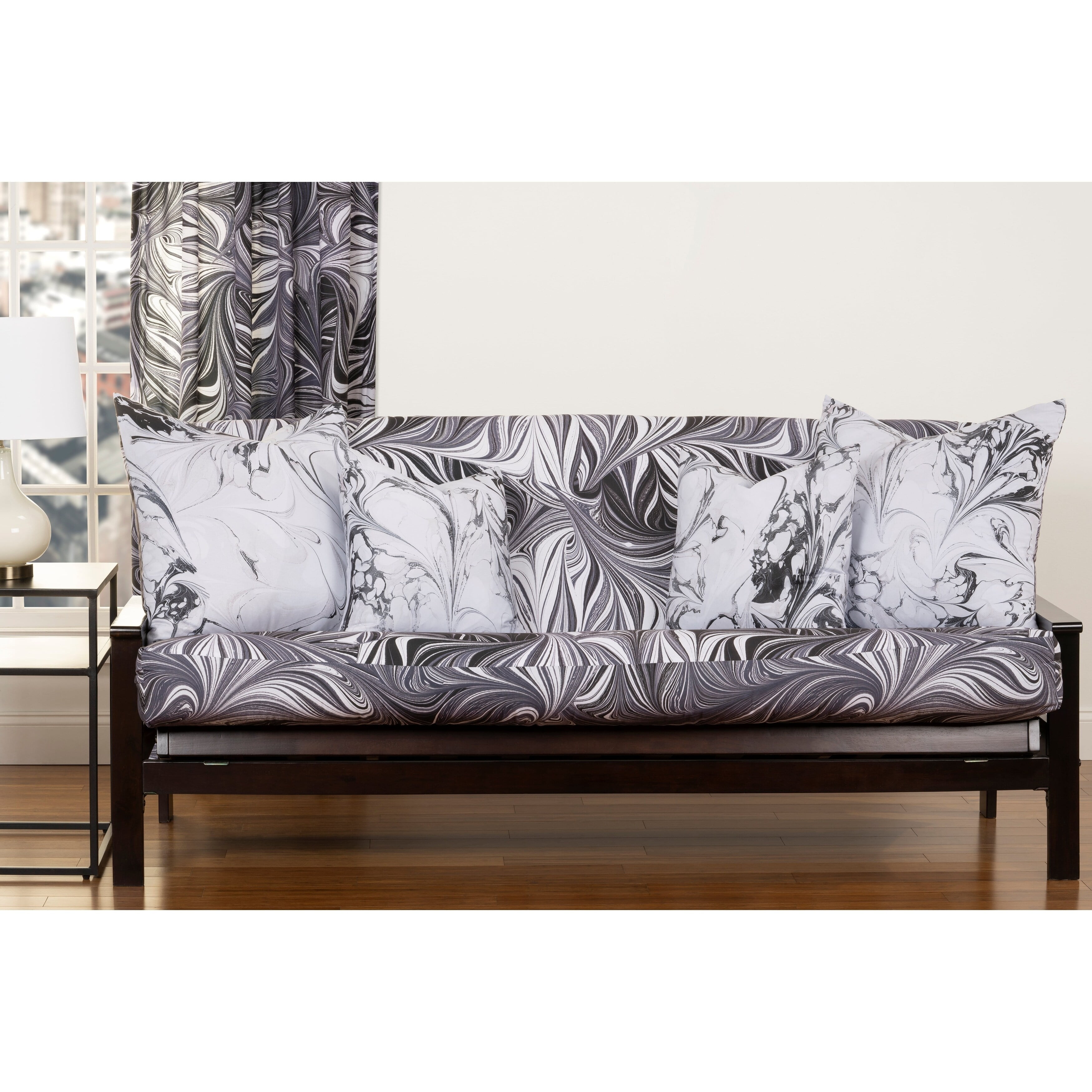 Gray Polyester Box Cushion Futon Slipcover Full Size