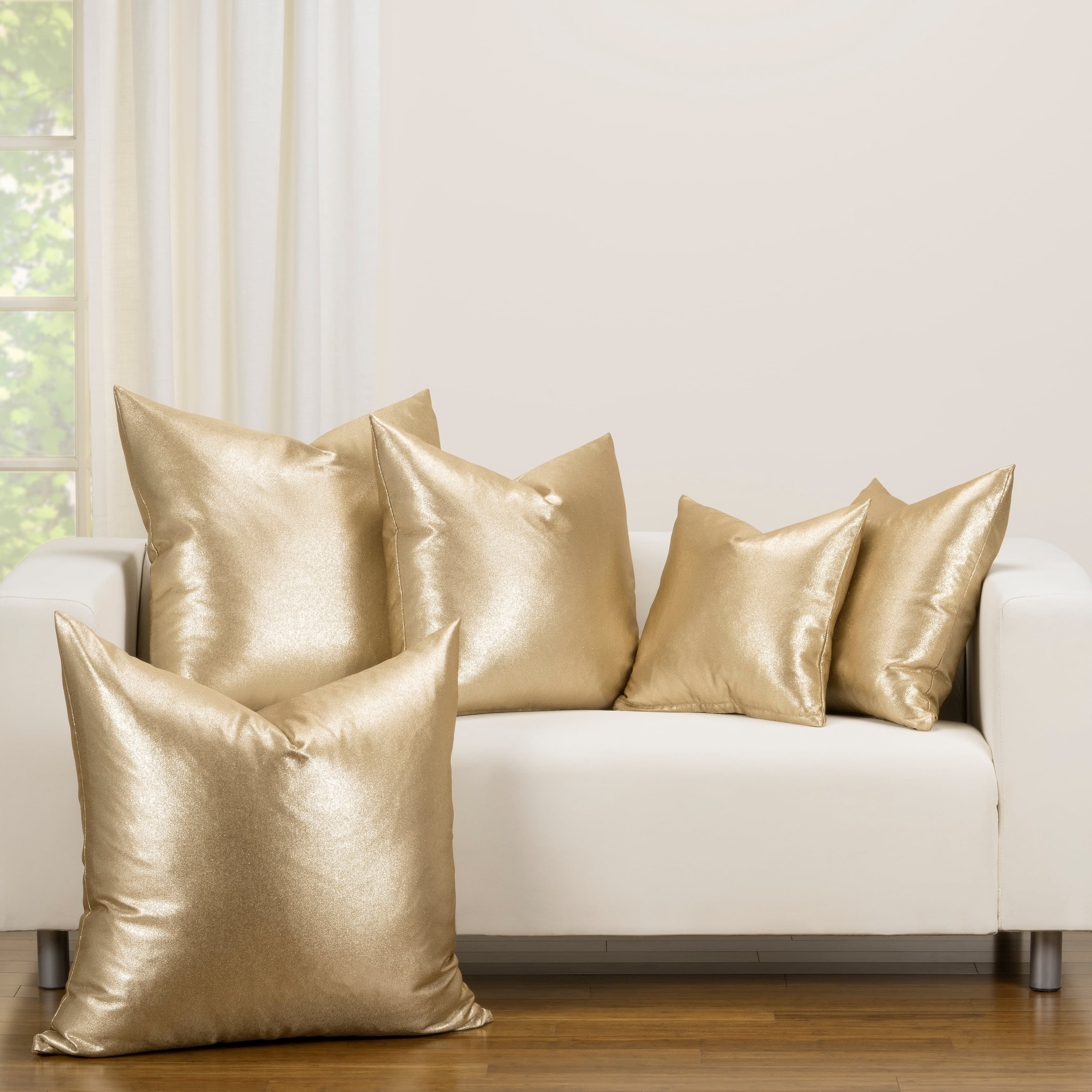 Glamorous Gold Polyester 30" Square Throw Pillow