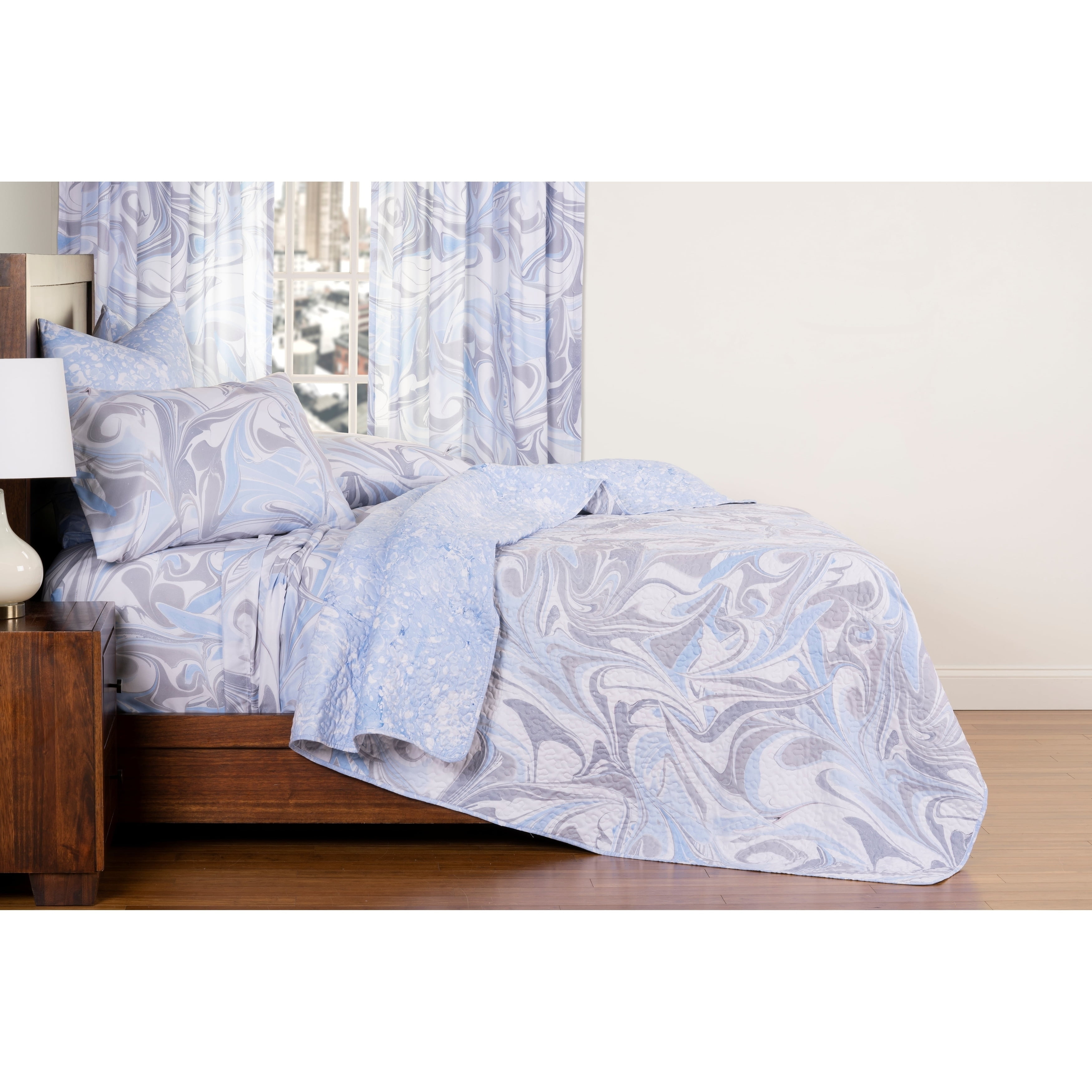 King Size Blue Reversible Microfiber Quilt