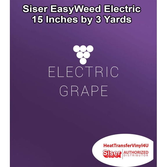 Siser EasyWeed Electric Iron on Heat Transfer Vinyl - 15 Inches by 3 Yards Electric Grape Compatible with Siser Romeo/Juliet & Other Professional or Craft Cutters - Layerable - CPSIA Certified