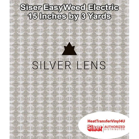 Siser EasyWeed Electric Iron on Heat Transfer Vinyl - 15 Inches by 3 Yards Silver Lens Compatible with Siser Romeo/Juliet & Other Professional or Craft Cutters - Layerable - CPSIA Certified
