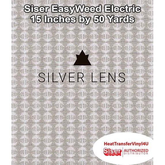 Siser EasyWeed Electric Iron on Heat Transfer Vinyl - 15 Inches by 50 Yards Silver Lens Compatible with Siser Romeo/Juliet & Other Professional or Craft Cutters - Layerable - CPSIA Certified