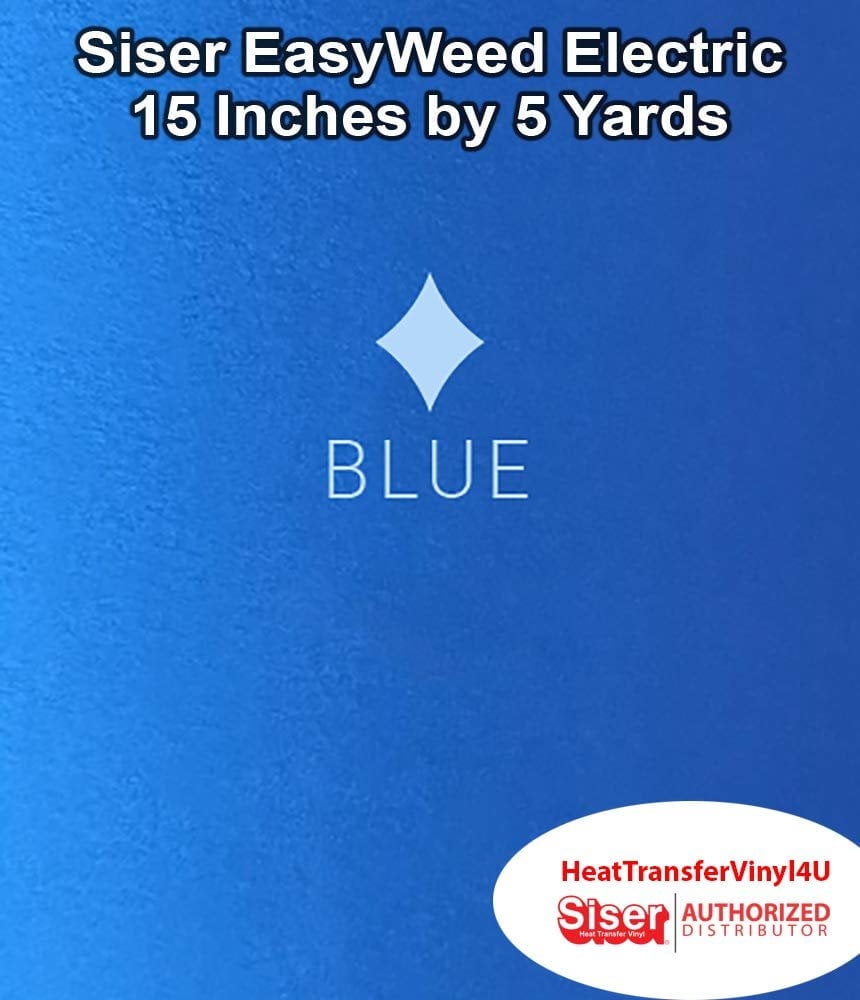 Siser EasyWeed Electric Iron on Heat Transfer Vinyl - 15" x 5 Yards Blue Compatible with Siser Romeo/Juliet & Other Professional or Craft Cutters - Layerable - CPSIA Certified