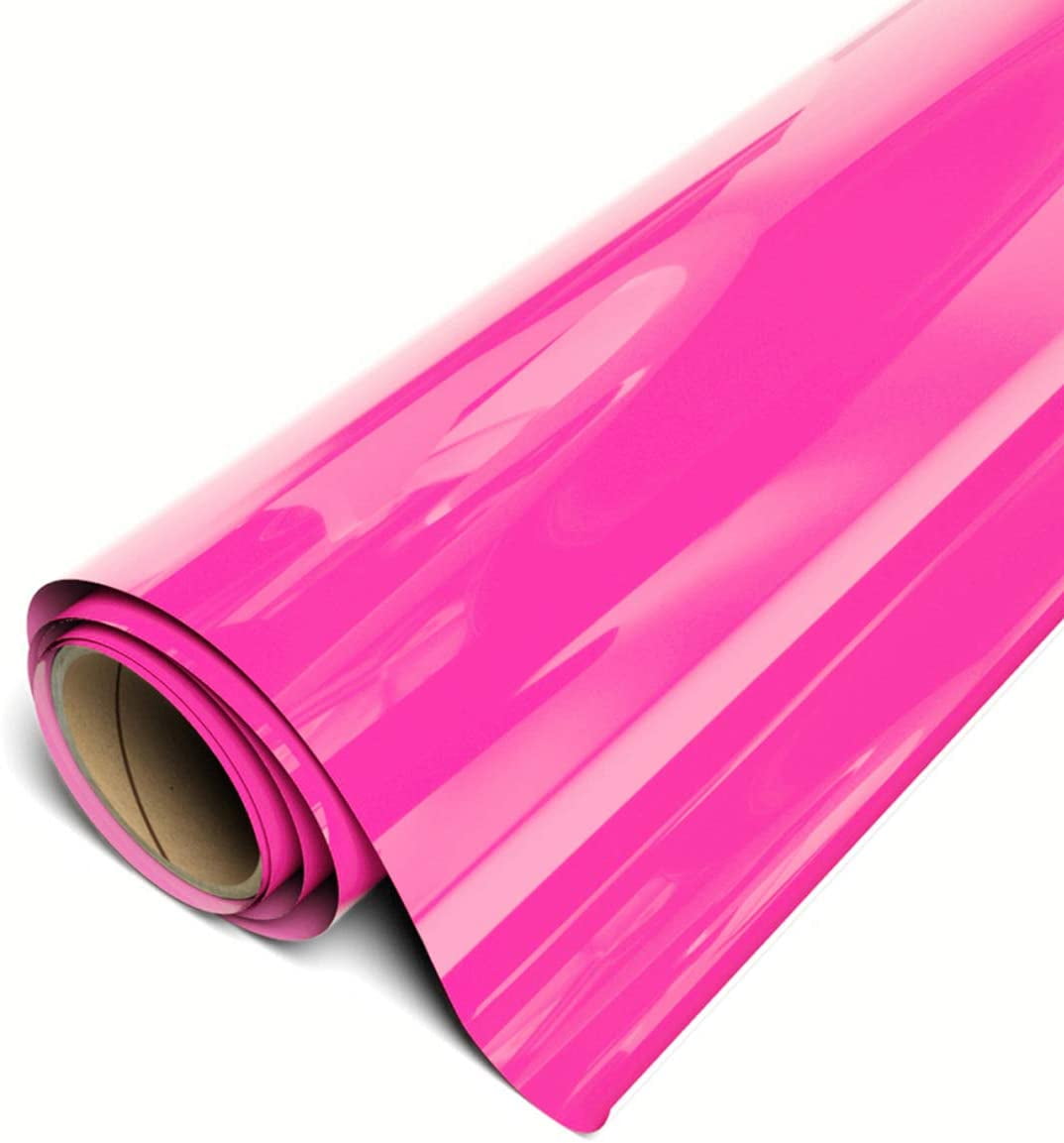 FUNKAKA HTV Vinyl Rolls Pink Iron on Vinyl PVC Adhesive HTV 12 Inch X 9  Feet Heat Transfer Vinyl Easy to Cut & Weed DIY Design for T-Shirt (Pink)