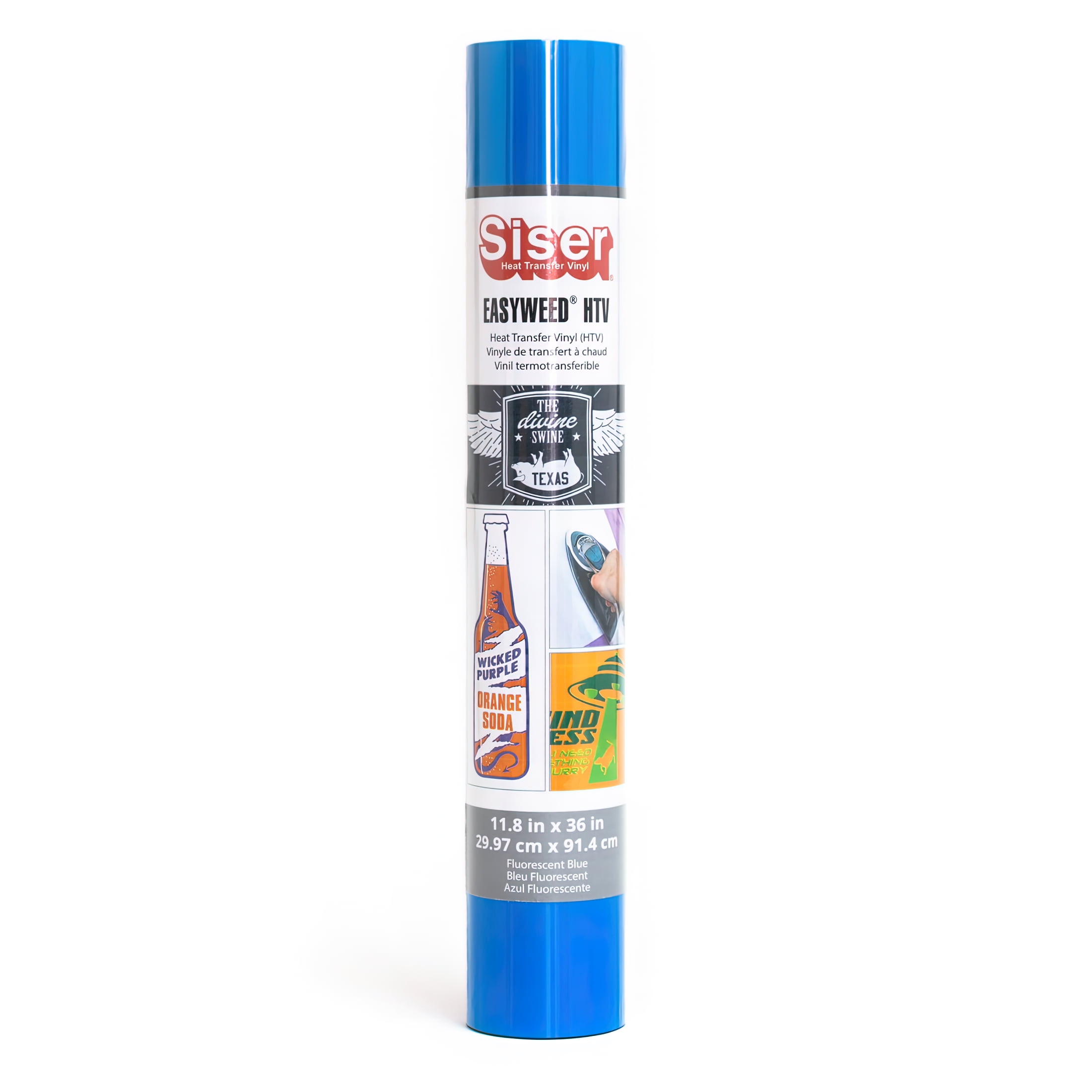 Siser EasyWeed Heat Transfer Vinyl: Fluorescent Blue, 11.8 x 36 inches