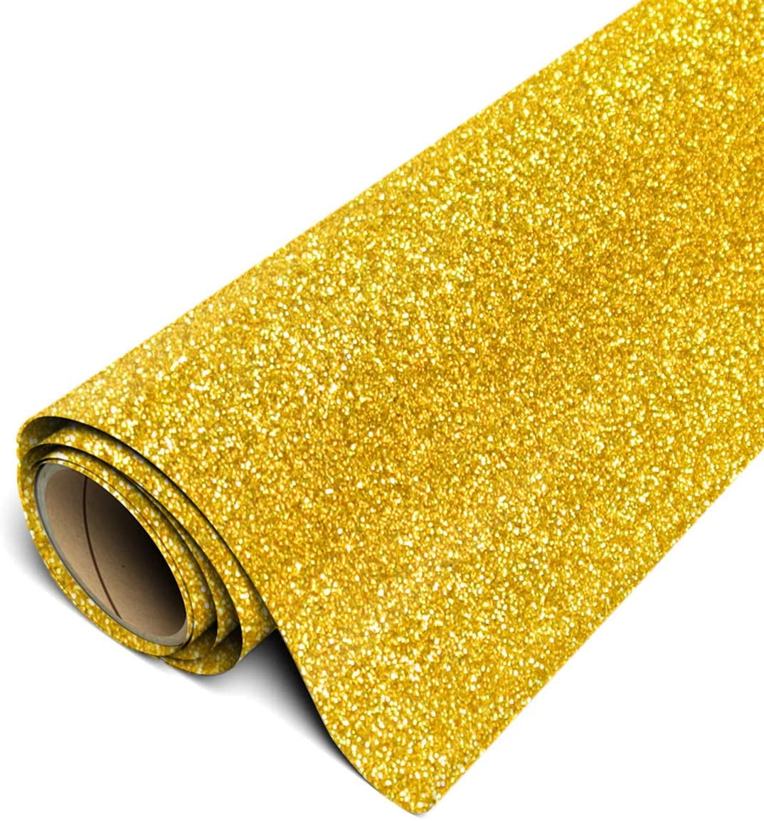 Siser Glitter HTV Iron On Heat Transfer Vinyl 12" x 10ft Roll - Gold