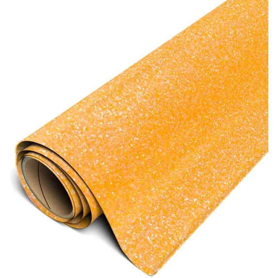 Siser Glitter HTV Iron On Heat Transfer Vinyl 12" x 150ft (50 Yards) Roll - Neon Orange
