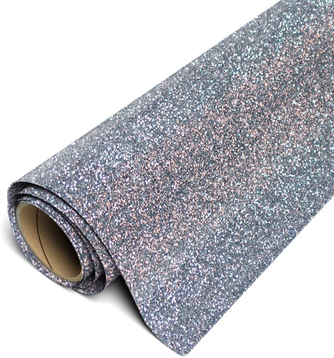 Siser Glitter HTV Iron On Heat Transfer Vinyl 12" x 15ft (5 Yards) Roll - Black Silver