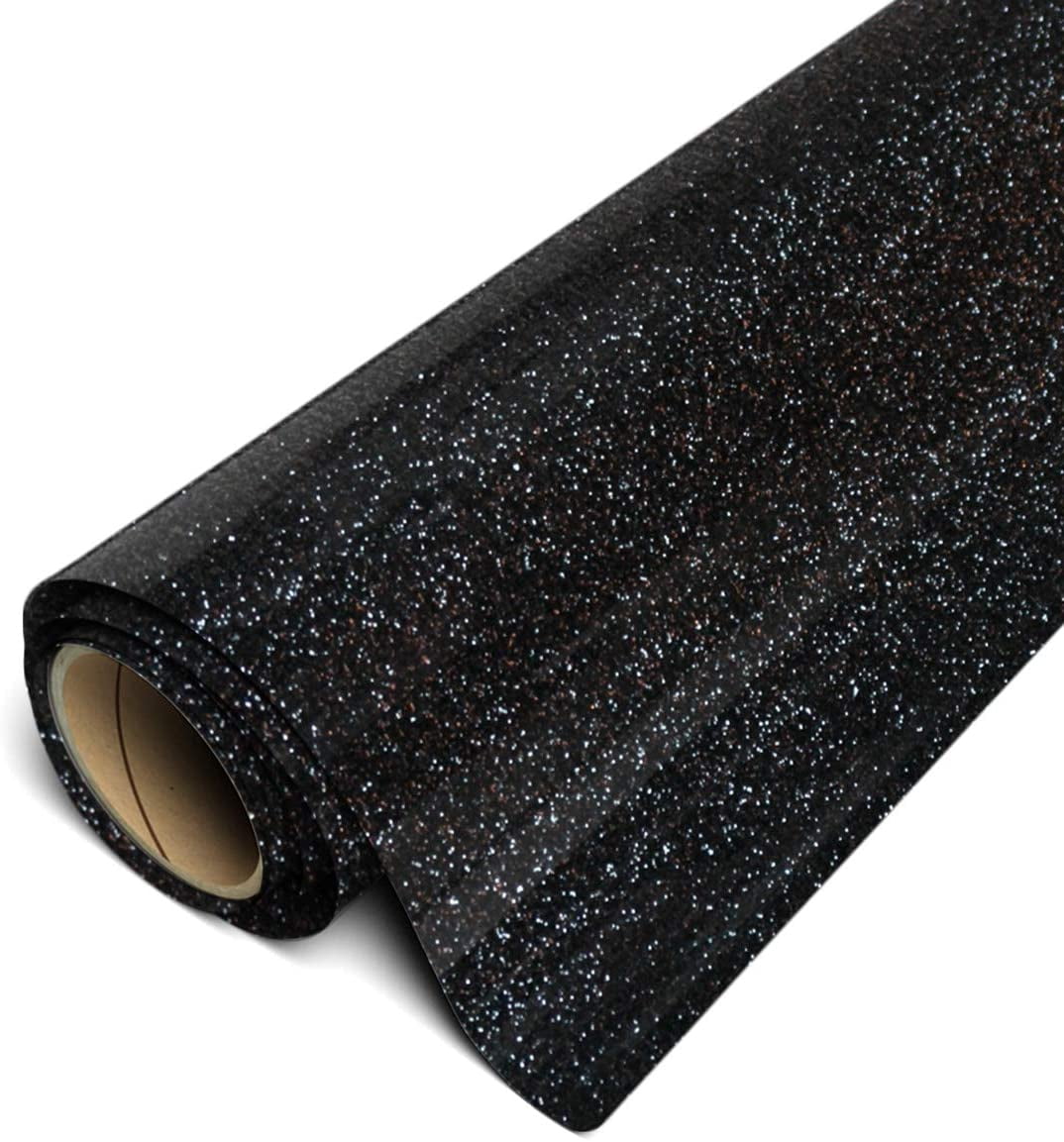 Siser Glitter HTV Iron On Heat Transfer Vinyl 12" x 20ft Roll - Black