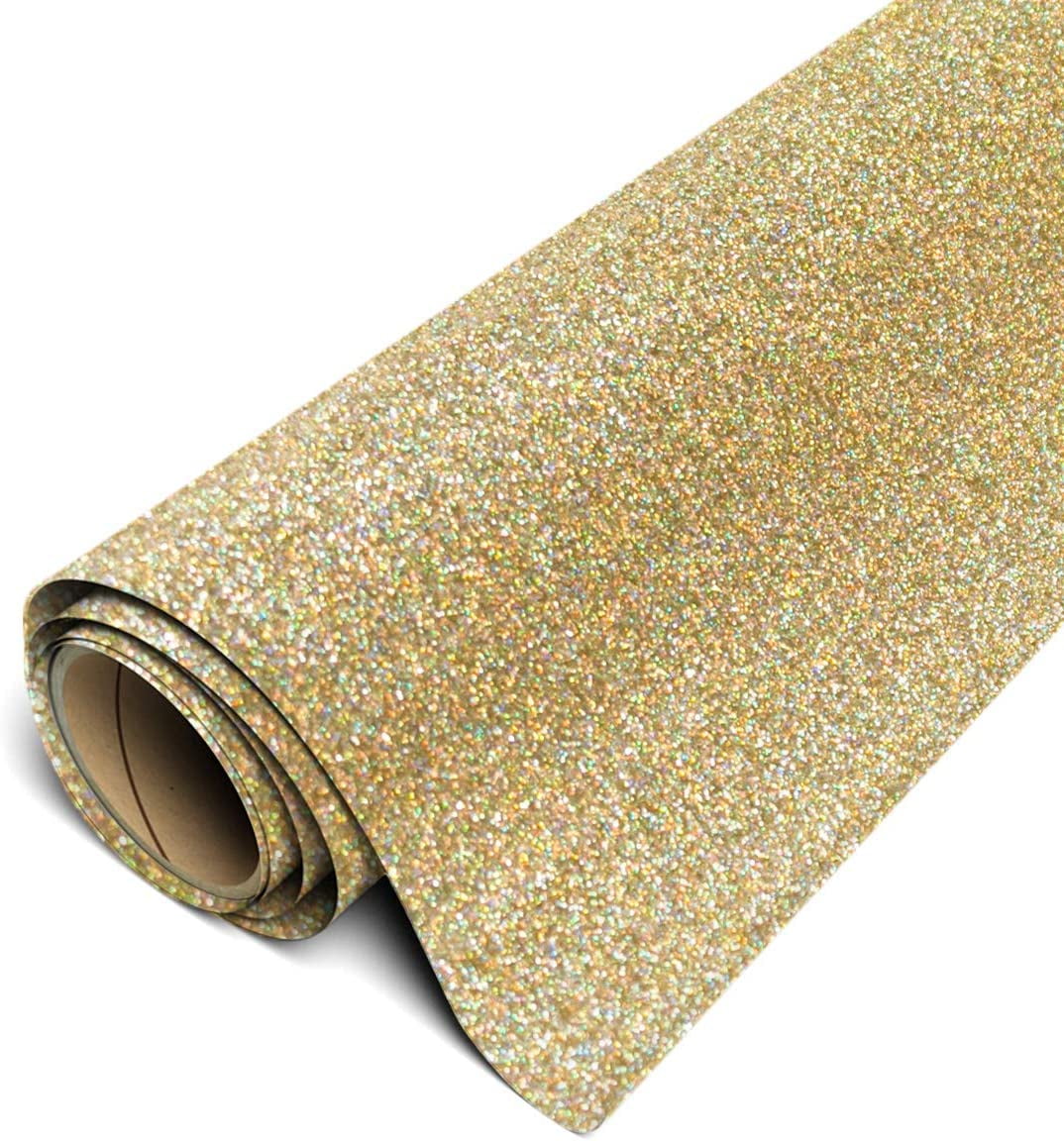 Siser Glitter HTV Iron On Heat Transfer Vinyl 12" x 3ft (1 Yard) Roll Gold Confetti