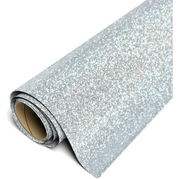 Siser Glitter HTV Iron On Heat Transfer Vinyl 12" x 3ft (1 Yard) Roll - Silver