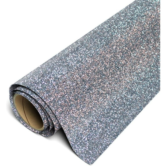 Siser Glitter HTV Iron On Heat Transfer Vinyl 12" x 6ft (2 Yards) Roll - Black Silver