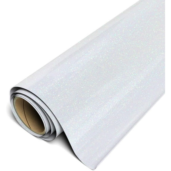 Siser Glitter HTV Iron On Heat Transfer Vinyl 20" x 10ft Roll - Rainbow White