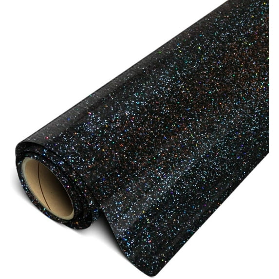 Siser Glitter HTV Iron On Heat Transfer Vinyl 20" x 20ft Roll - Galaxy Black