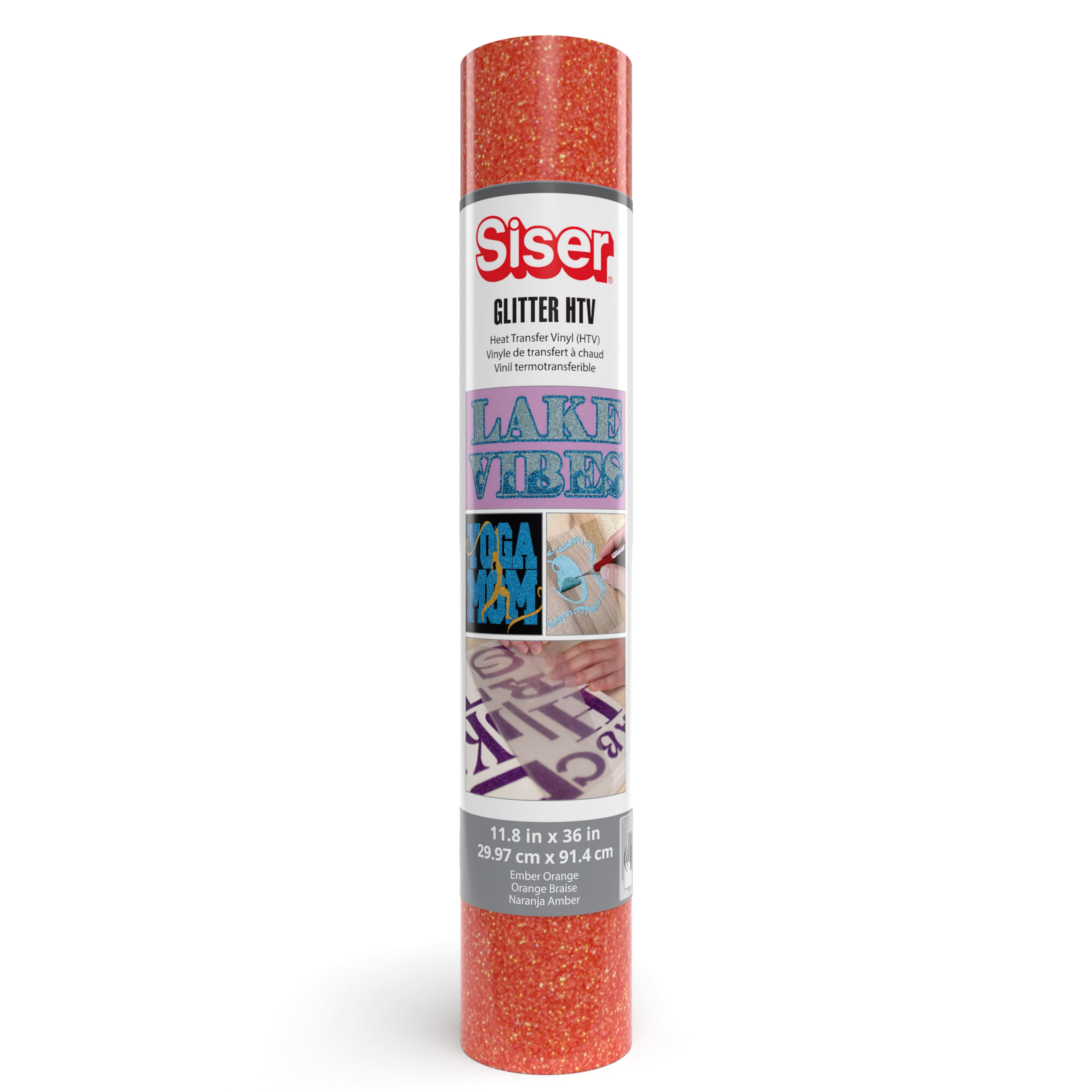 Siser Glitter Heat Transfer Vinyl 11.8"X36" Roll-Ember Orange