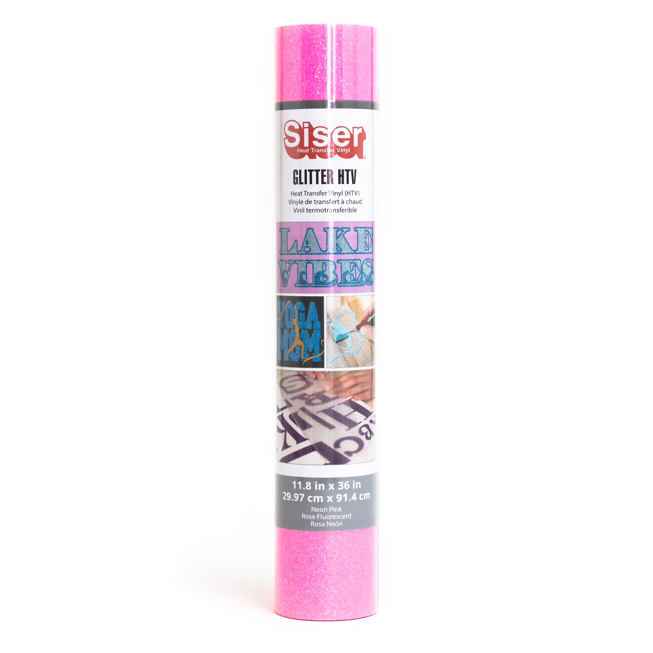  Siser Glitter HTV 12x3ft Roll (Neon Pink) Iron on Heat  Transfer Vinyl : Arts, Crafts & Sewing