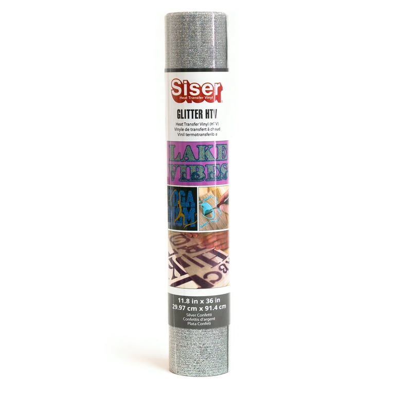 Siser Glitter HTV Vinyl 11.8X36 Roll Silver Confetti