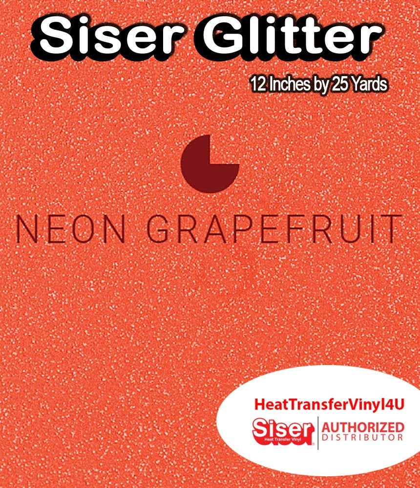 Siser Glitter Iron On Heat Transfer Vinyl 12 Inches Actl. Size 11.8" Neon Grapefruit, 25 Yards