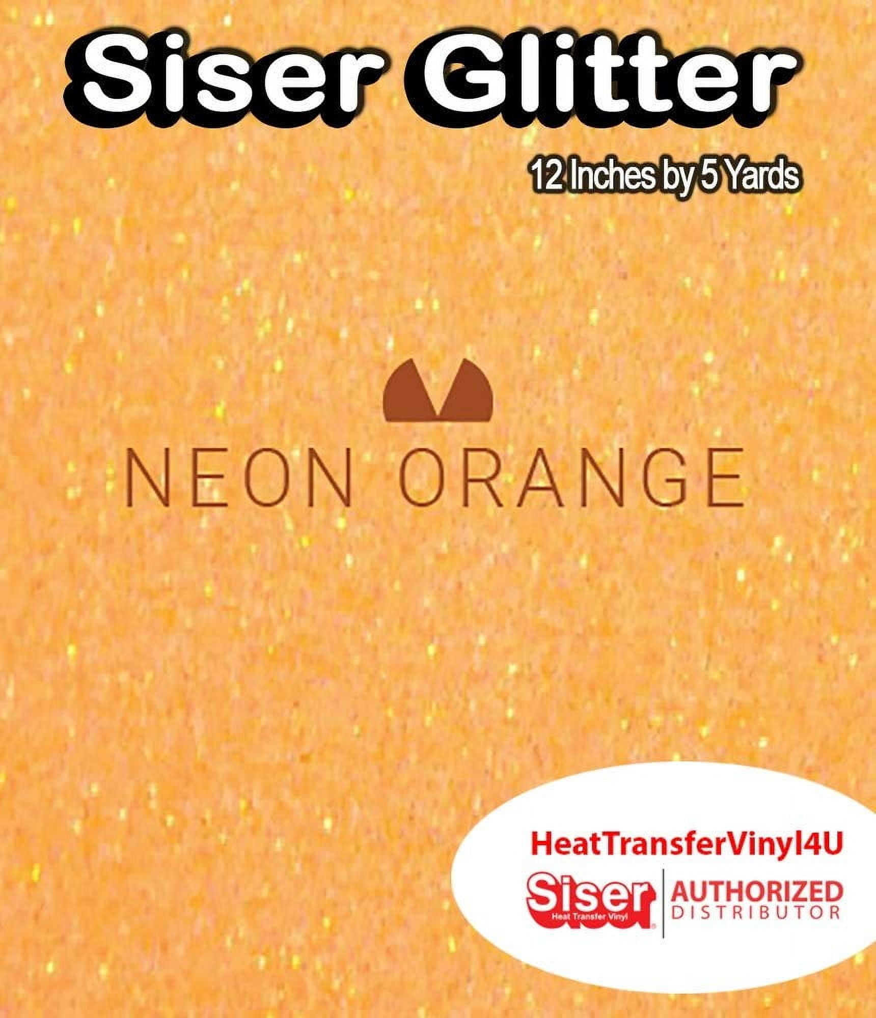 Siser Glitter Iron On Heat Transfer Vinyl 12 Inches Actl. Size 11.8" Neon Orange, 5 Yards