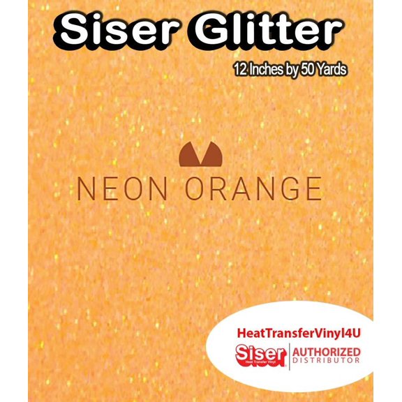 Siser Glitter Iron On Heat Transfer Vinyl 12 Inches Actl. Size 11.8" Neon Orange, 50 Yards