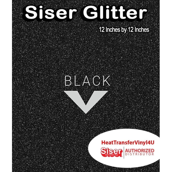 Siser Glitter Iron On Heat Transfer Vinyl 12 Inches by 12 Inches Black