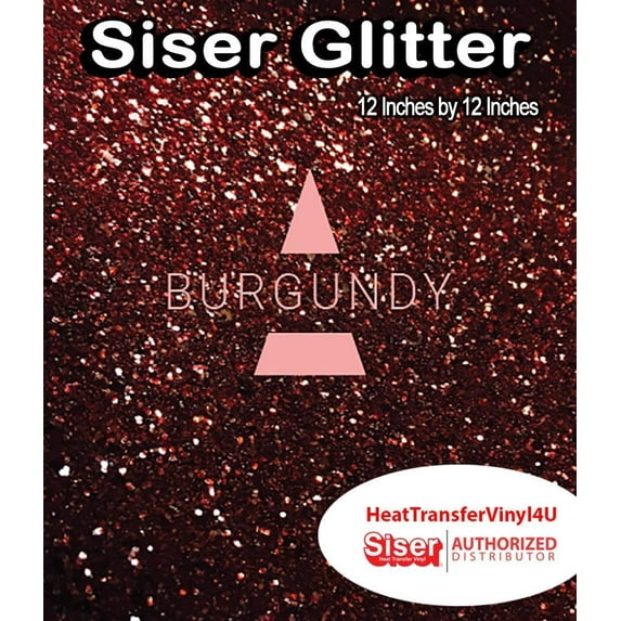 Siser Glitter Iron On Heat Transfer Vinyl 12 Inches by 12 Inches Burgundy