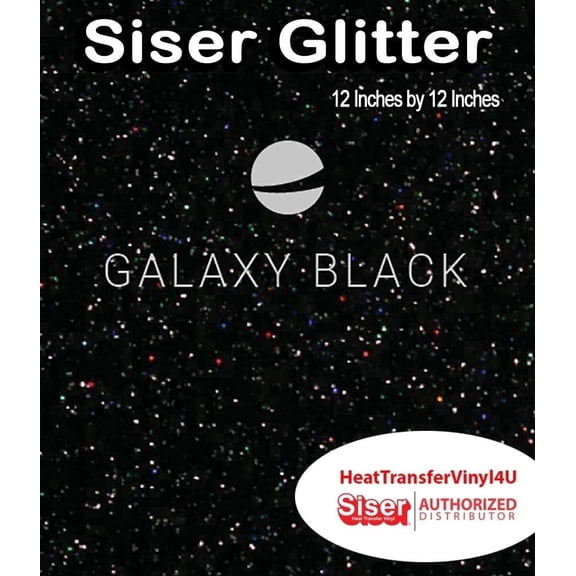 Siser Glitter Iron On Heat Transfer Vinyl 12 Inches by 12 Inches Galaxy Black