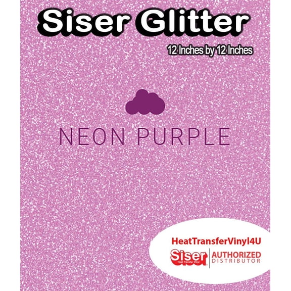 Siser Glitter Iron On Heat Transfer Vinyl 12 Inches by 12 Inches Neon Purple