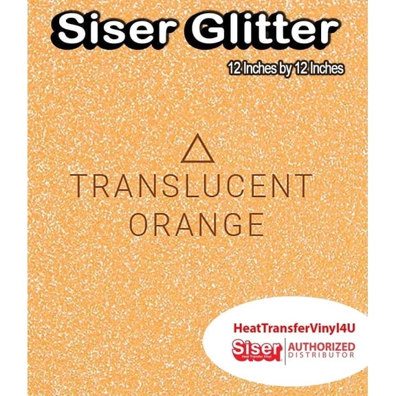 Siser Glitter Iron On Heat Transfer Vinyl 12 Inches by 12 Inches Translucent Orange