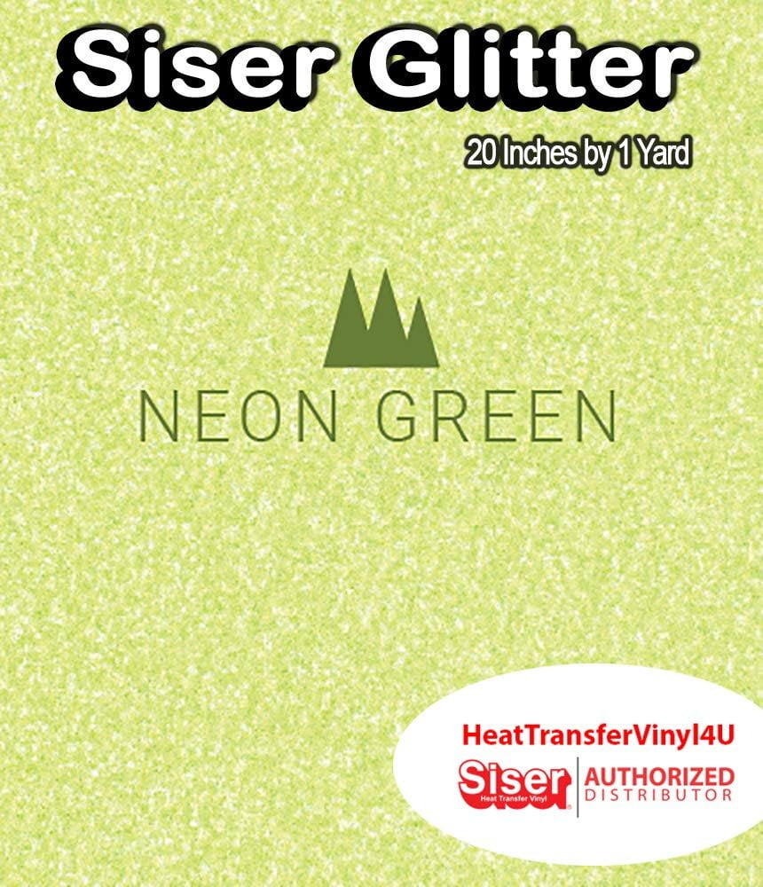 Siser Glitter Iron On Heat Transfer Vinyl 20" x 1 Yard actl. Size 19.66" Neon Green