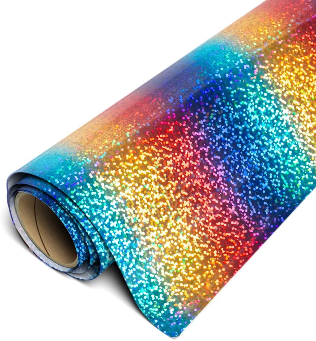 Rainbow Holographic Reflective Heat Transfer Vinyl for Shirts,Iridescent  Heat Transfer Vinyl Rolls DR27