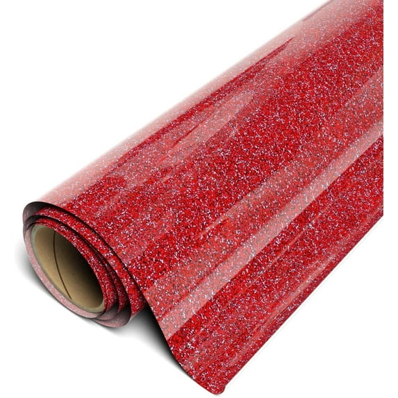 Siser Sparkle HTV Iron On Heat Transfer Vinyl 12" x 5ft Roll - Tomato Red