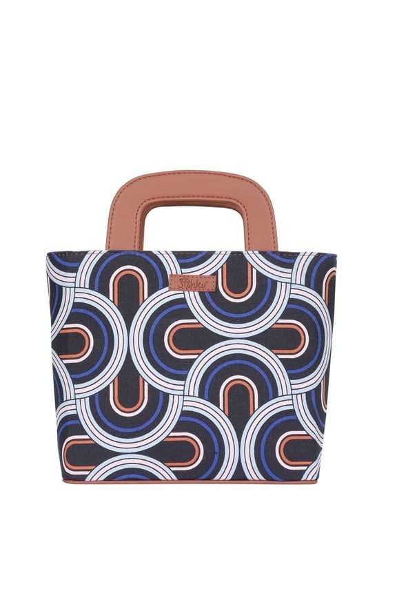 Abstract Hand Crafted Printed Fabric Hand Bag for Women Chic Tote with Leather Accents, Ideal for Everyday Use, Parties & Travel