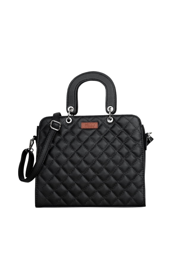 Black Womens Laptop Handbag, Sling & Satchel Vegan Leather Tote with Top Handles and Detachable Adjustable Crossbody Strap