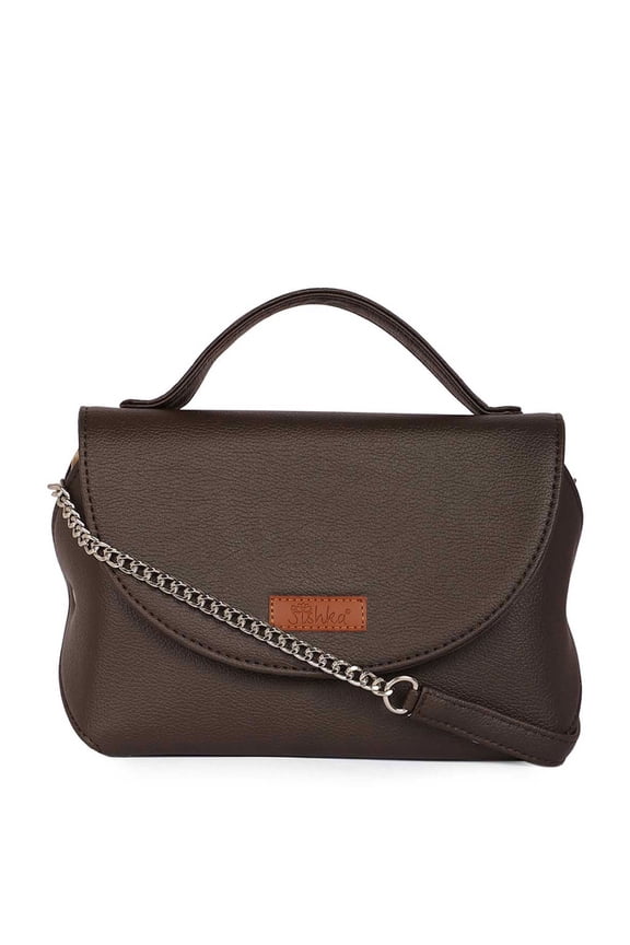 Brown Crossbody Shoulder Bag for Women in Vegan Leather  Stylish Sling with Top Handle & Adjustable Strap