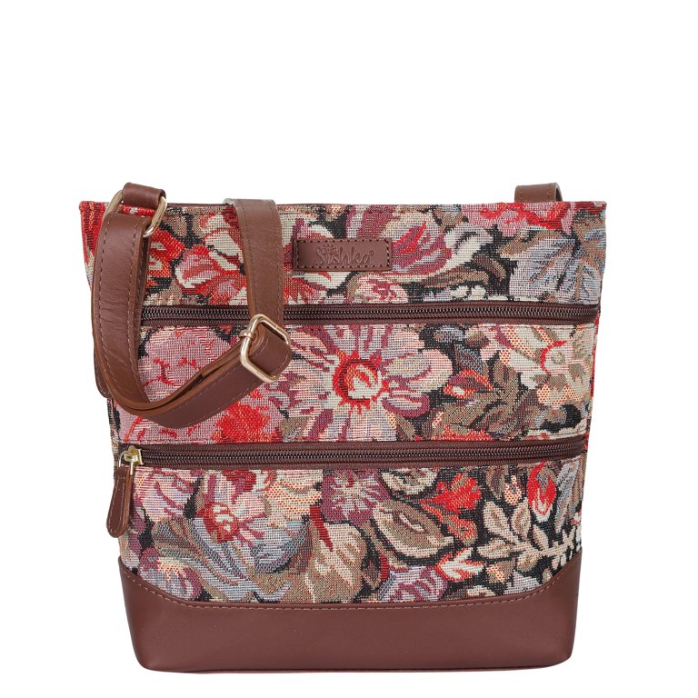 Stylish Leather and Patterned Fabric Women\'s Bag Rosetti Multicolored Floral Fabric Faux Leather Purse  main image 2