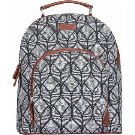 Sishka Monochrome Hand Crafted Printed Fabric Backpack for Women – Stylish Daypack & Shoulder Bag for Office, Travel & Daily Use