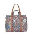 thumbnail image 1 of Sishka Multicolour Hand Crafted Printed Fabric Tote Bag – Stylish Handbag with Vegan Leather Handles, Shoulder & Top Handle Design for Women, 1 of 8