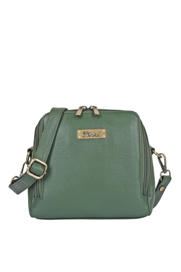 Womens Olive Genuine Leather Ladies Bags  Premium Crossbody, Stylish Shoulder & Sling Bag for Travel, Shopping & Daily Use