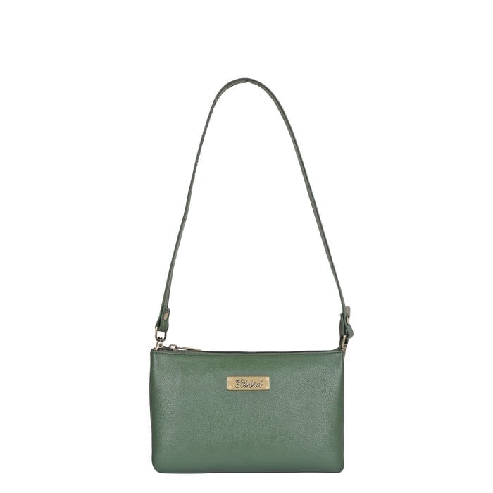 Sishka Olive Genuine Leather Ladies Bags – Sleek Crossbody Shoulder Sling Bag for Women, Premium Everyday Stylish Carry