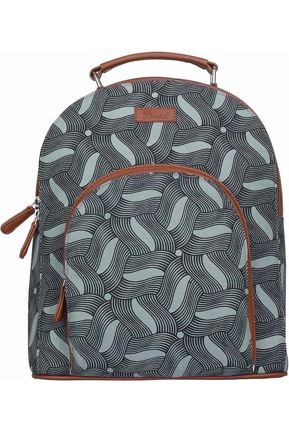 Olive Hand Crafted Printed Fabric Backpack for Women Stylish Daypack & Shoulder Bag for Office, Travel & Daily Use