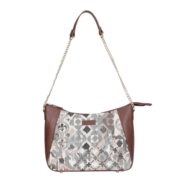 Sishka Abstract Hand Crafted Womens Tapestry Leather Hobo Bag – Shoulder & Satchel Purse with Trim and Chain Strap for Travel & Casual Use