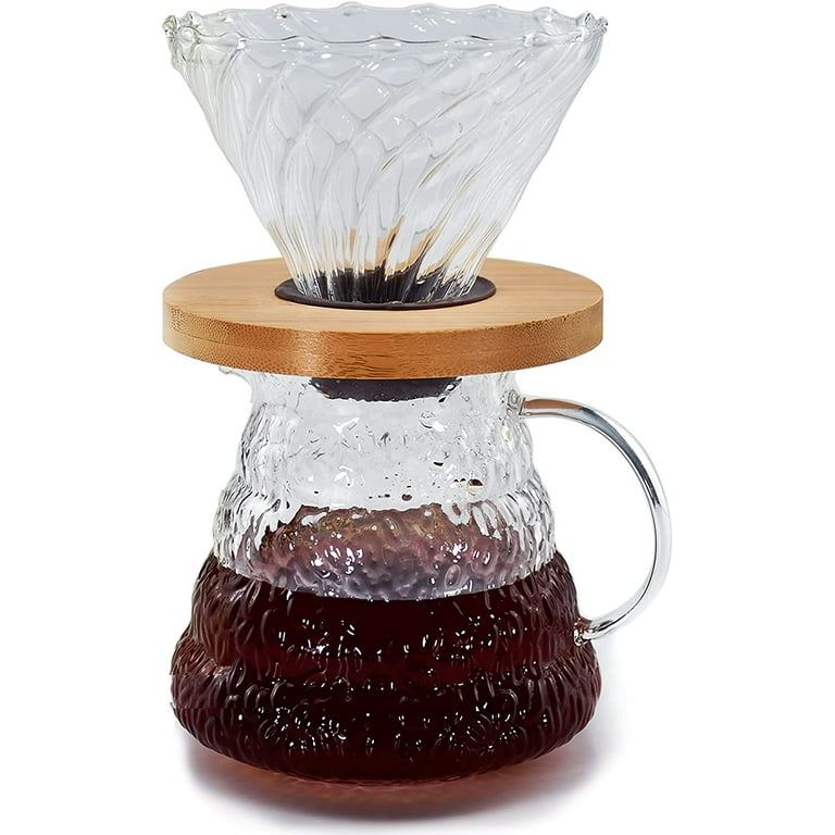 Sishynio Pour over Coffee Maker- Classic Series, 600ml Glass coffee Dripper  brewer and filter mug set and Exclusive Packaging. 