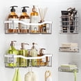 thumbnail image 1 of Shower Caddy, Shower Shelves 5 Pack, Adhesive Shower Organizer for Bathroom & Kitchen, No Drilling, Large Capacity, Rustproof SUS304 Stainless Steel Bathroom Organizer, Bathroom Accessories, Silver, 1 of 7