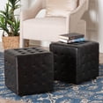 thumbnail image 1 of Baxton Studio Siskal Dark Brown Modern Cube Ottoman, 1 of 5