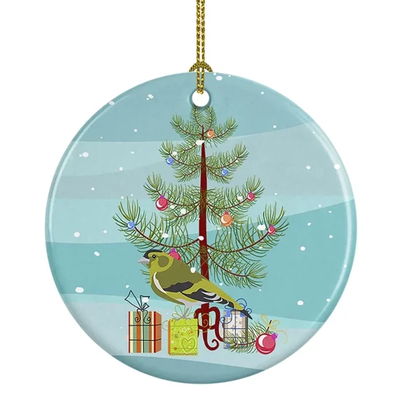 Siskin Merry Christmas Ceramic Ornament Dog 2D FLAT CIRCLE Ceramic Ornament