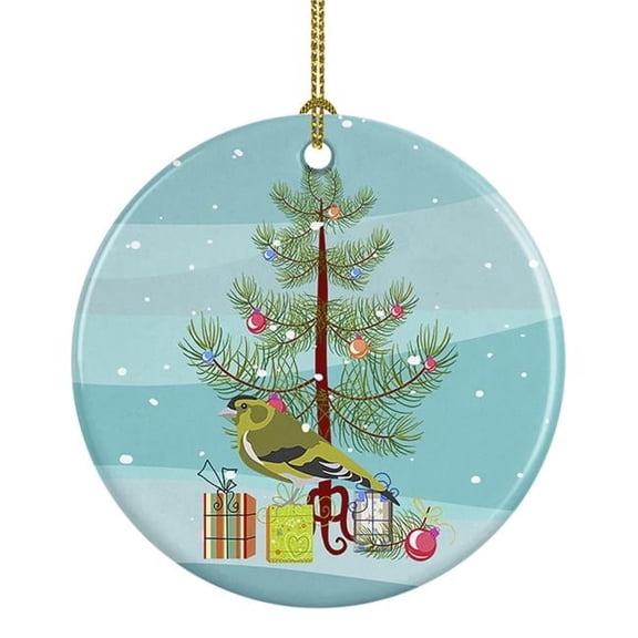 Siskin Merry Christmas Ceramic Ornament 2.8 in x 2.8 in